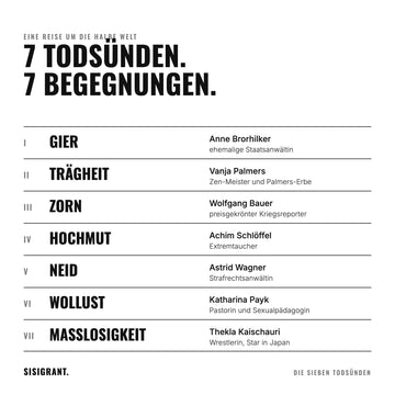 7 Todsünden, 7 Begegnungen – die Gesprächspartner:innen im Buch